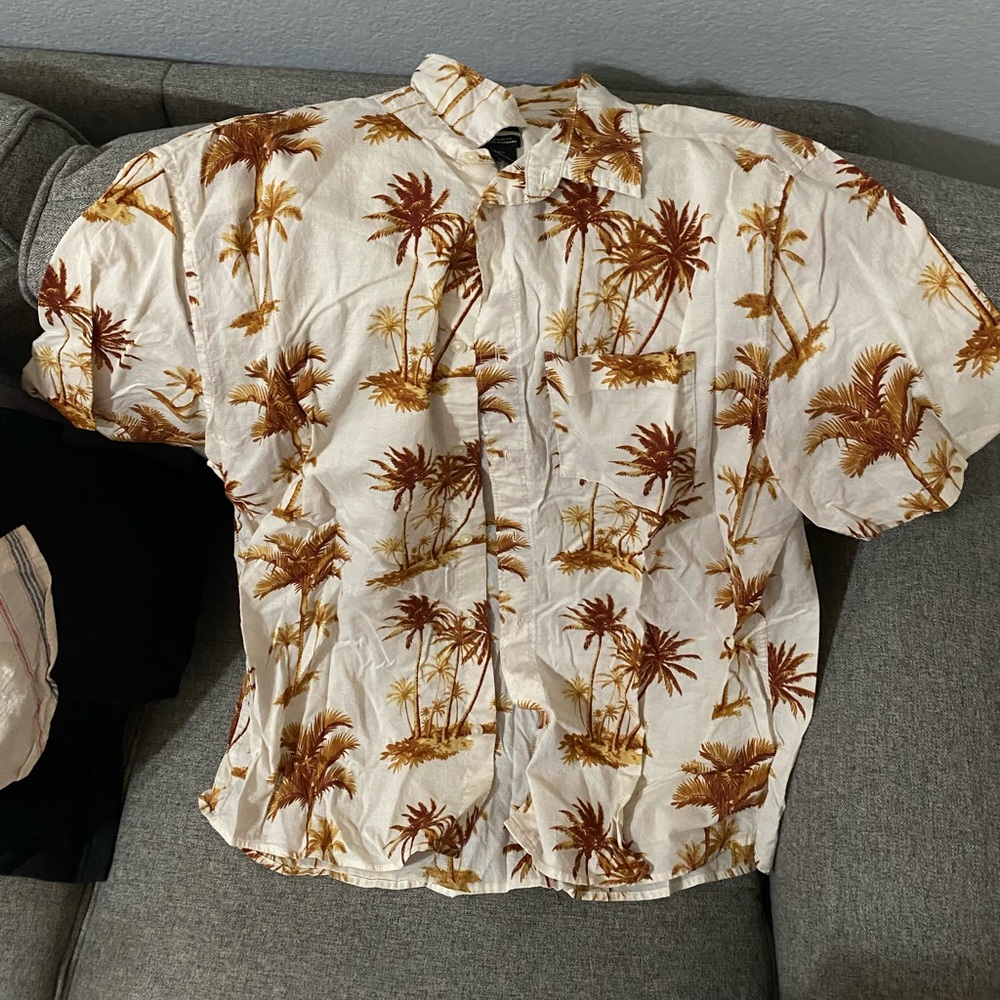 palm tree designed button down